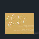 Elegant Dusty Yellow Script Minimal Bat Mitzvah Invitation<br><div class="desc">This contemporary bat mitzvah invitation features a minimalist horizontal composition and a beautiful script calligraphy in white on a Dusty Yellow background.</div>