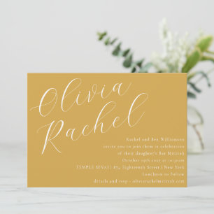 Elegant Dusty Yellow Script Minimal Bat Mitzvah Invitation