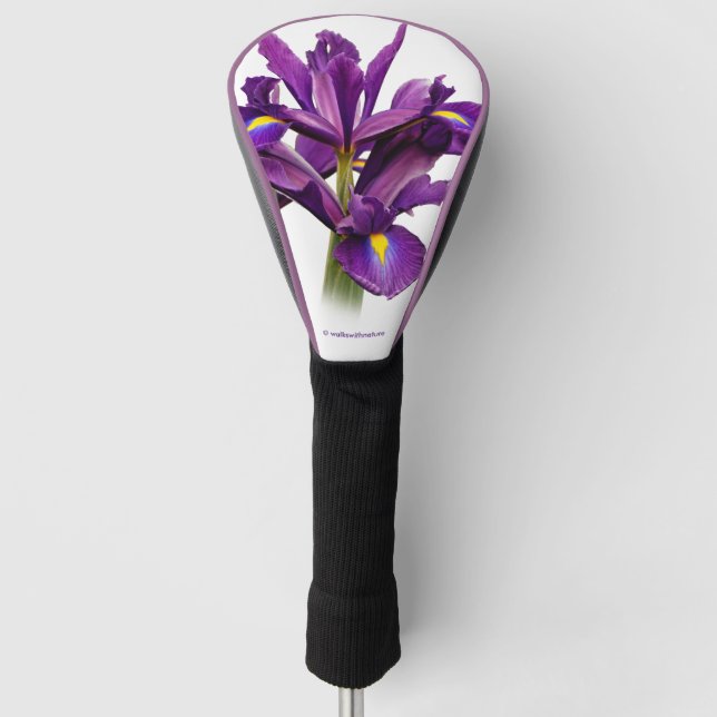 Elegant Dutch Iris Purple Sensation Flowers Golf Head Cover (Front)