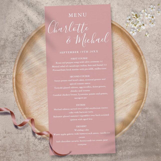 Elegant Duty Rose Signature Script Wedding Menu (Creator Uploaded)