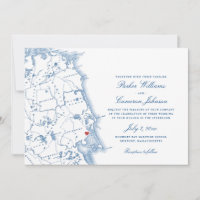 Elegant Duxbury Massachusetts Map Navy Wedding