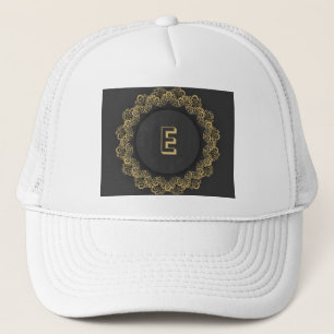 Elegant E Initial Letter Image Printed White-Cap  Trucker Hat