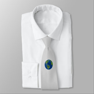 Elegant Earth Globe on Light Grey Tie