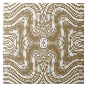 Elegant Earth-Toned Wave Symmetry Ceramic Tile