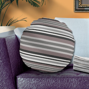 Elegant Earth Tones Brown Savannah Stripes Pattern Round Cushion