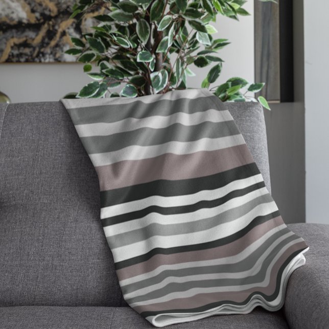 Elegant Earth Tones Brown Savannah Stripes Pattern Throw Blanket (Creator Uploaded)