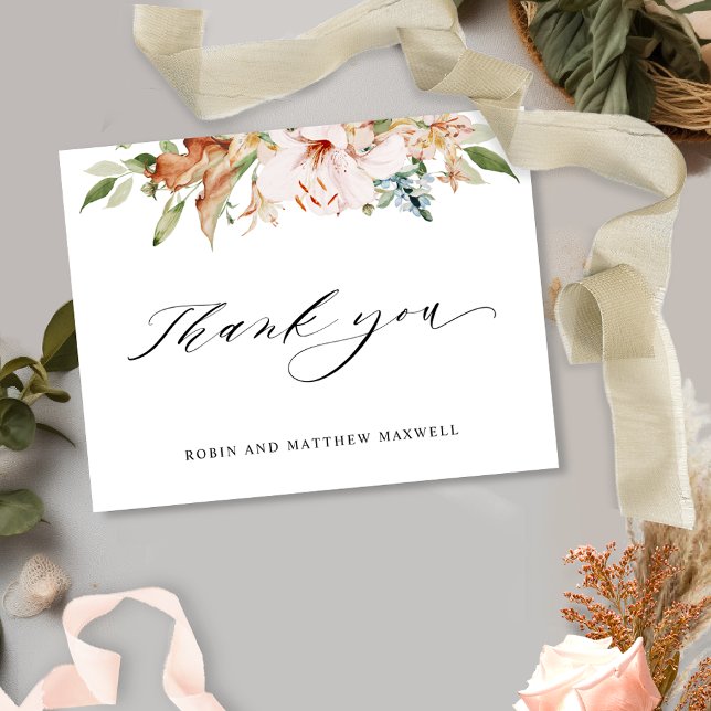 Elegant Earthy Blooms Wedding Thank You (Creator Uploaded)