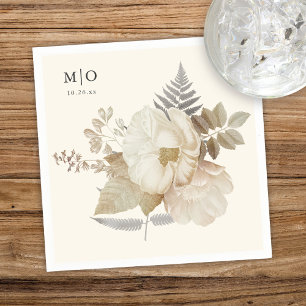 Elegant Earthy Floral Chic Cream Wedding Napkin
