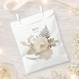 Elegant Earthy Floral Chic White Wedding  Favour Bag