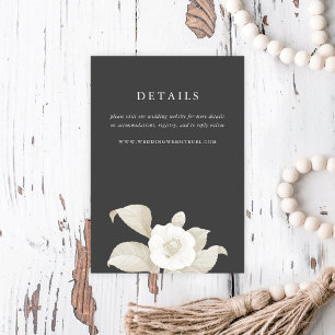 Elegant Earthy Floral Dark Grey Wedding Details Enclosure Card