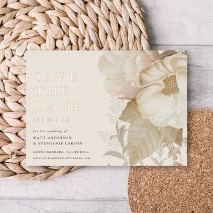 Elegant Earthy Floral Non-Photo Save The Date REAL