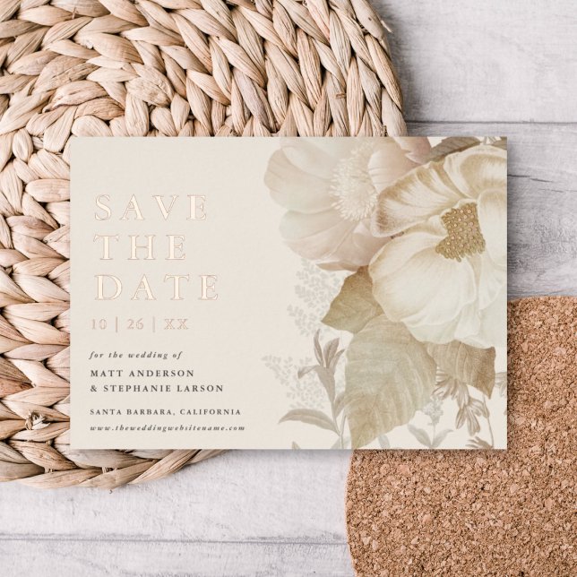 Elegant Earthy Floral Non-Photo Save The Date REAL (Creator Uploaded)