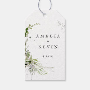 Elegant Earthy Greenery Personalised Names Date Gift Tags