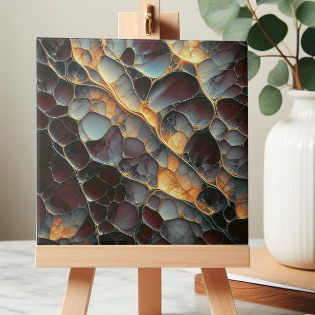 Elegant Earthy Maroon and Amber Abstract Stone  Ceramic Tile (Creator Uploaded)