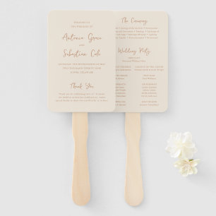 Elegant Earthy Neutrals Modern Wedding Program Hand Fan