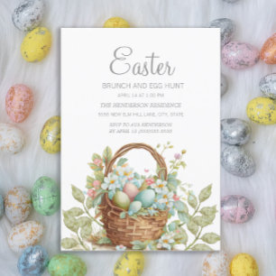 Elegant Easter Basket Brunch Egg Hunt  Invitation