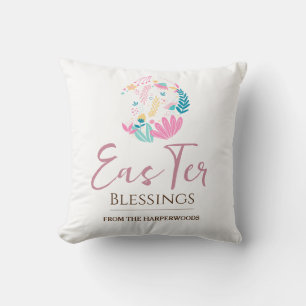 Elegant Easter Blessings Easter Eggs Family Cushion