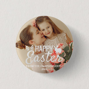 Elegant Easter Blessings Easter Eggs Family photo 3 Cm Round Badge