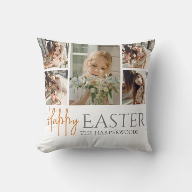 Elegant Easter Blessings Easter Eggs Family photo Cushion (Front)