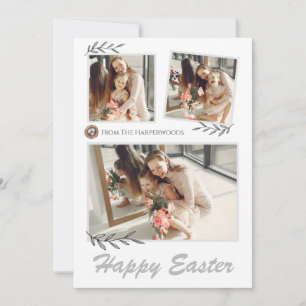 Elegant Easter Blessings Easter Eggs Family photo Holiday Card