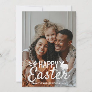 Elegant Easter Blessings Easter Eggs Family photo Holiday Card