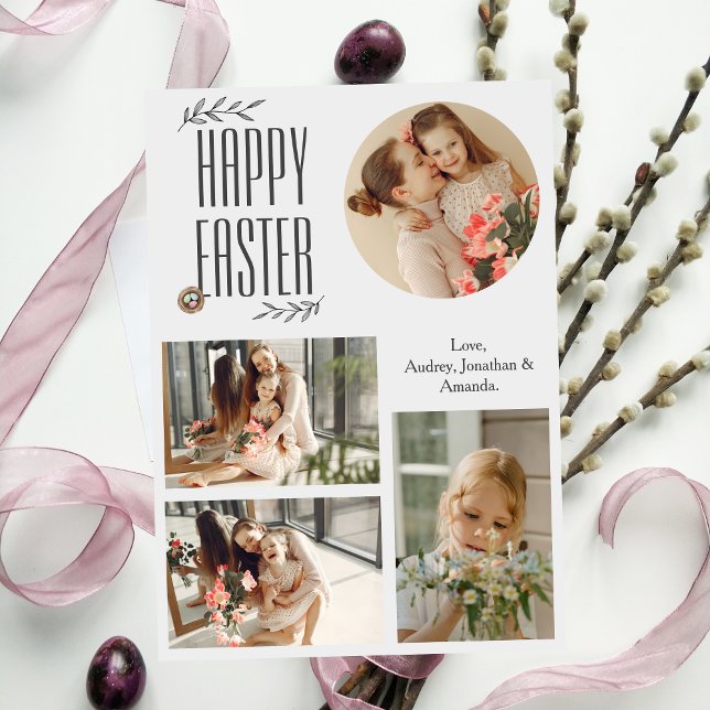 Elegant Easter Blessings Easter Eggs Family photo Holiday Card (Creator Uploaded)