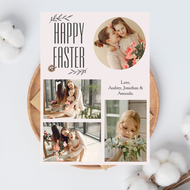 Elegant Easter Blessings Easter Eggs Family photo Holiday Card (Creator Uploaded)