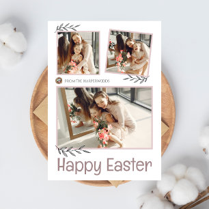 Elegant Easter Blessings Easter Eggs Family photo Holiday Card