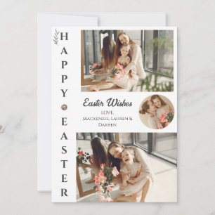 Elegant Easter Blessings Easter Eggs Family photo Holiday Card
