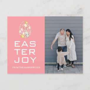 Elegant Easter Blessings Easter Eggs Family photo Holiday Postcard