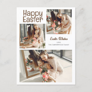 Elegant Easter Blessings Easter Eggs Family photo Holiday Postcard