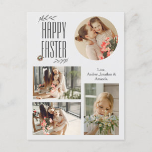 Elegant Easter Blessings Easter Eggs Family photo Holiday Postcard