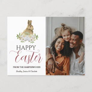 Elegant Easter Blessings Easter Eggs Family photo Holiday Postcard