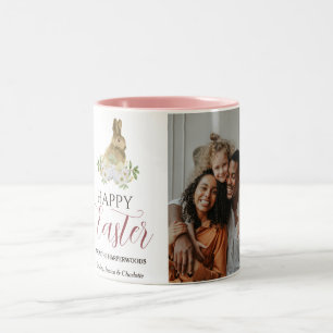 Elegant Easter Blessings Easter Eggs Family photo Two-Tone Coffee Mug