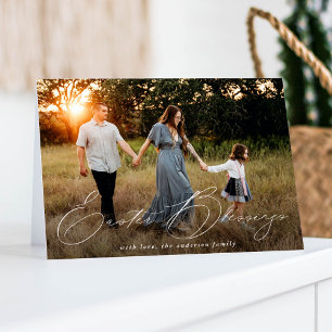 Elegant Easter Blessings Photo Holiday Card
