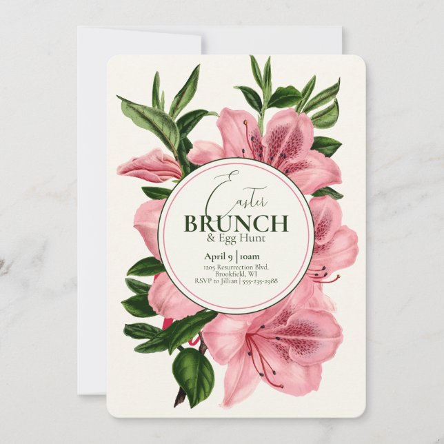 Elegant Easter Brunch & Egg Hunt Lily Invitation (Front)