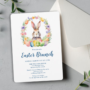 Elegant Easter Brunch Floral Bunny Invitation
