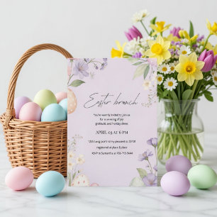 Elegant Easter Brunch   Pastel Floral Spring Invitation
