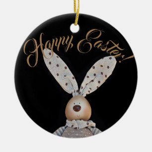 Elegant Easter Bunny Custom Ceramic Ornament