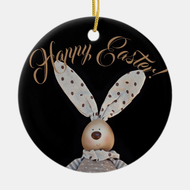 Elegant Easter Bunny Custom Ceramic Ornament (Front)