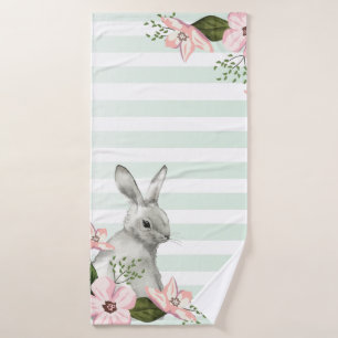 Elegant Easter Bunny striped Bath Towel Set