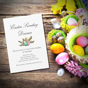 Elegant Easter Decorated Eggs Holiday Dinner Invitation
