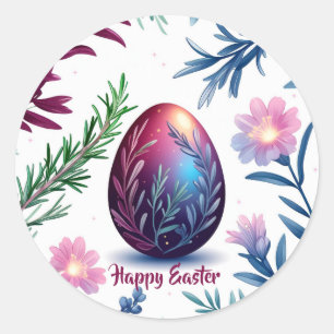 Elegant Easter Egg Botanical Art Classic Round Sticker