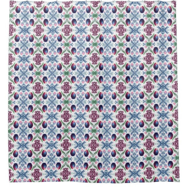 Elegant Easter Egg Botanical Art Shower Curtain (Front)