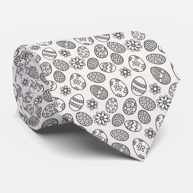 Elegant Easter Eggs Floral Pattern | Necktie (Rolled)