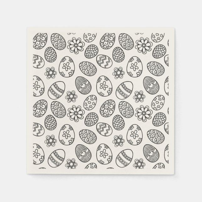 Elegant Easter Eggs Floral Pattern | Paper Napkin (Front)