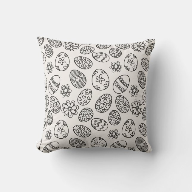Elegant Easter Eggs Floral Pattern | Throw Pillow (Front)