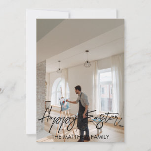 elegant Easter, father family Calligraphy photo Holiday Card