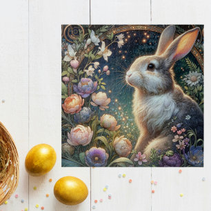 Elegant Easter Floral Art Nouveau Bunny  Jigsaw Puzzle