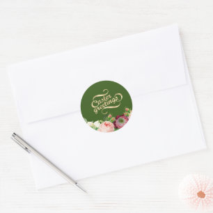 Elegant Easter Floral Classic Round Sticker